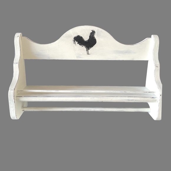Wall Decor Vintage Upcycled Farmhouse Spice Rack With Towel Bar